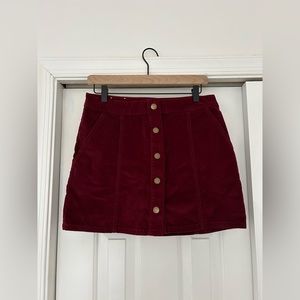 Altar’d State Crimson Corduroy Mini Skirt